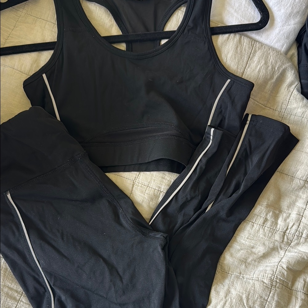 Black Sports Bra and Leggings Set